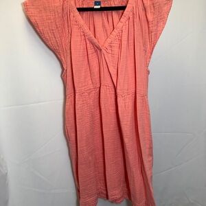 Coral V-Neck Dress (with pockets)